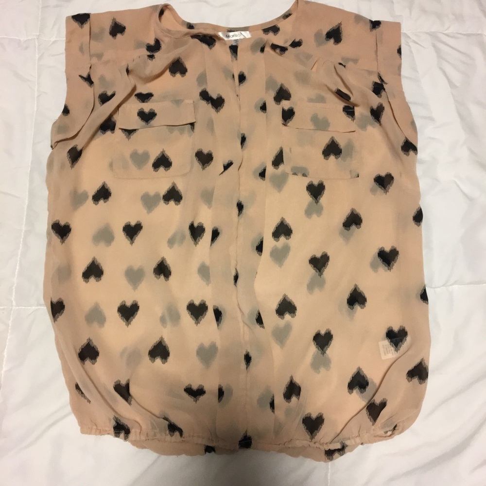 Cream heart Blouse- size S